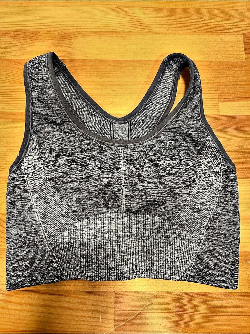All In Motion Seamless Medium Support Racerback Sports Bra Gray & Black Medium